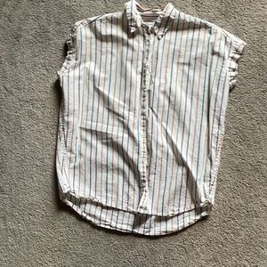 Madewell Oversized Striped Sort Sleeve Button Down